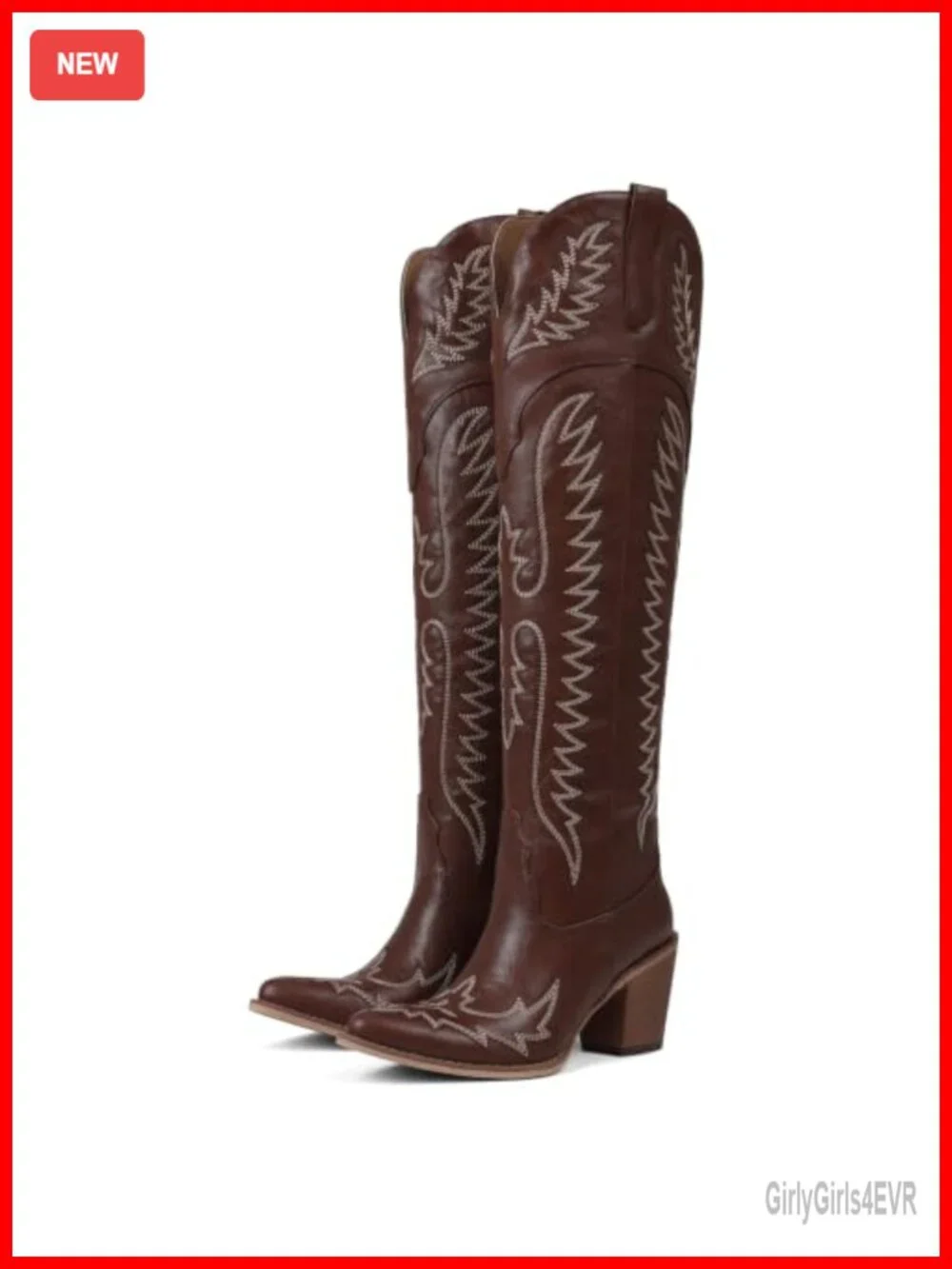 Over Knee Cowgirl Boots for Women Tall Western Pointed Toe Block Heel